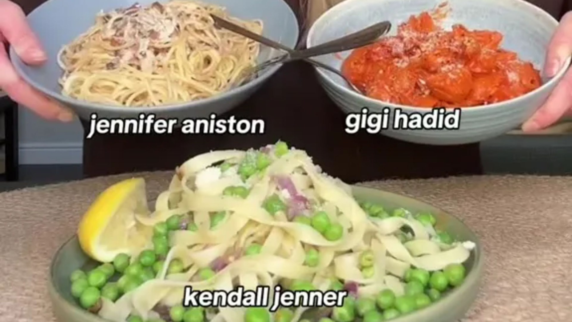 De la célèbre sauce vodka de Gigi Hadid aux pâtes aux pois de Kendall Jenner, quel célèbre plat de pâtes de célébrité est le meilleur ?
